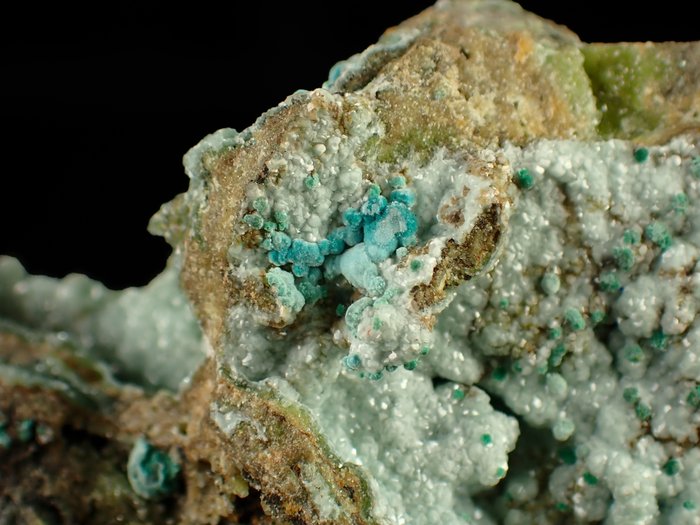 Smithsonite con azzurrite e malachite Cristalli su matrice - 75×40×23 mm - 91 g
