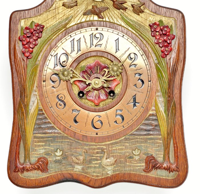 Image 3 of Art Nouveau clock case (with clockwork)