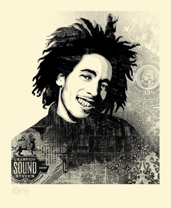 Preview of the first image of Shepard Fairey (OBEY) (1970) - Bob MARLEY 40th, Lively Up.
