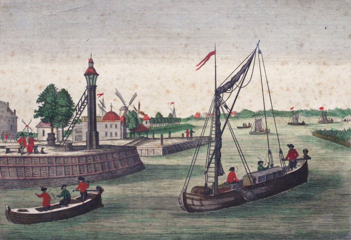 Image 2 of Netherlands, Delft; Georg Balthasar Probst, Augsburg - Guckkastenblatt - Geszigt tot Delfshaven na