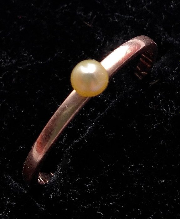 Preview of the first image of Kein Mindestpreis - 22 kt. Pink gold - Ring - cultured pearl.