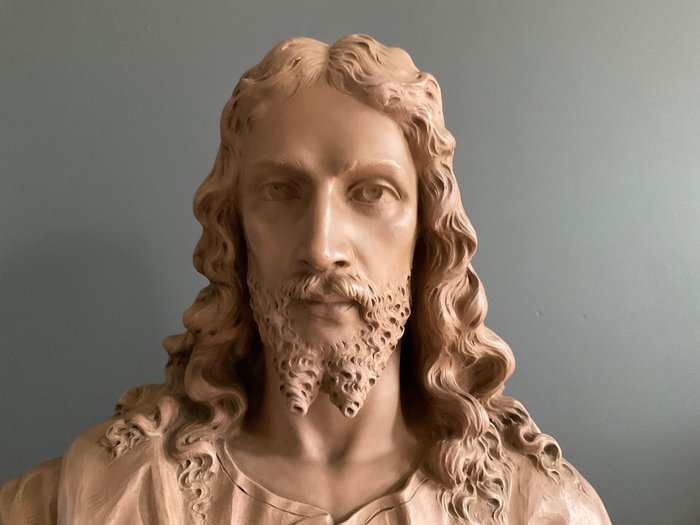 Image 2 of Bust, "Christ Sacred Heart", P. Balestra - Terracotta - Early 20th century