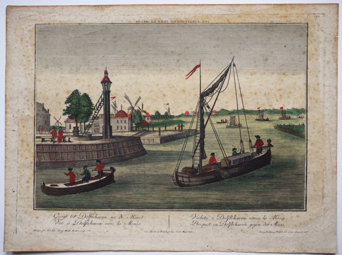 Preview of the first image of Netherlands, Delft; Georg Balthasar Probst, Augsburg - Guckkastenblatt - Geszigt tot Delfshaven na.