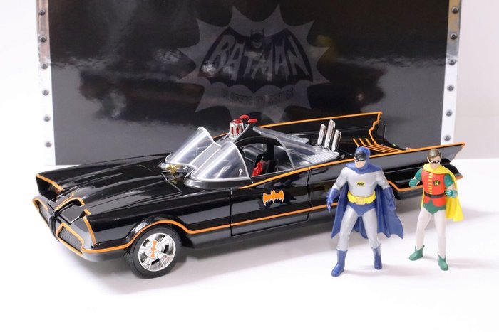 Image 2 of Jada Toys - 1:18 - Classic TV Series Batmobile + Die Cast Figures - (With Front and Tail Lights)
