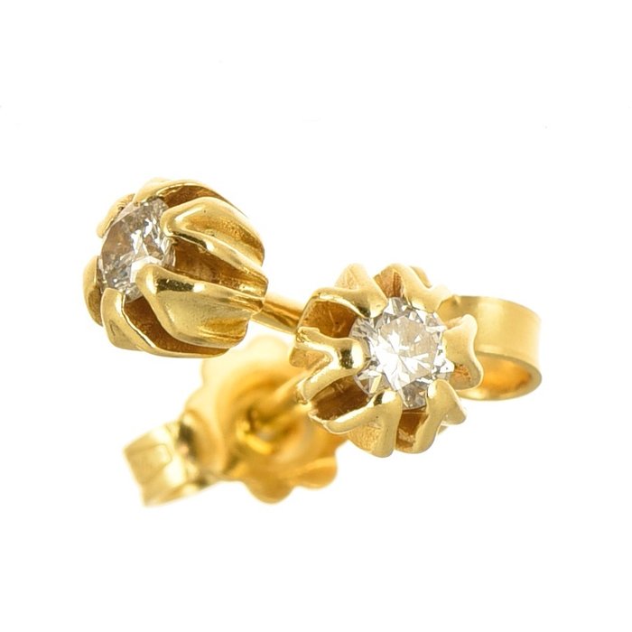 Preview of the first image of 18 kt. Gold - Earrings - 0.20 ct Diamonds.