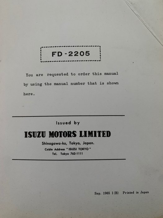 Image 2 of Books - Isuzu Bellett Engines Workshop Manual by Isuzu Motors Limited Tokyo, Japan 1965 (For Bellet
