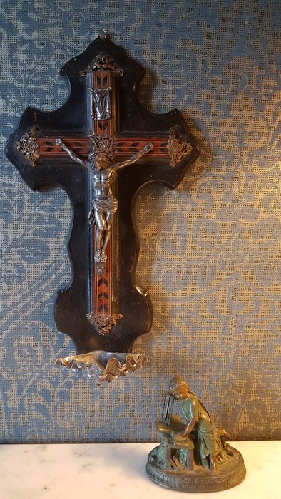 Preview of the first image of Cross, Figurine (2) - wood, zinc - Late 19th century.