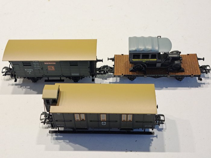 Image 2 of Märklin H0 - 60-01/63-01 - Freight carriage - 3x mail wagon with mail car, 500 years of mail - Würt