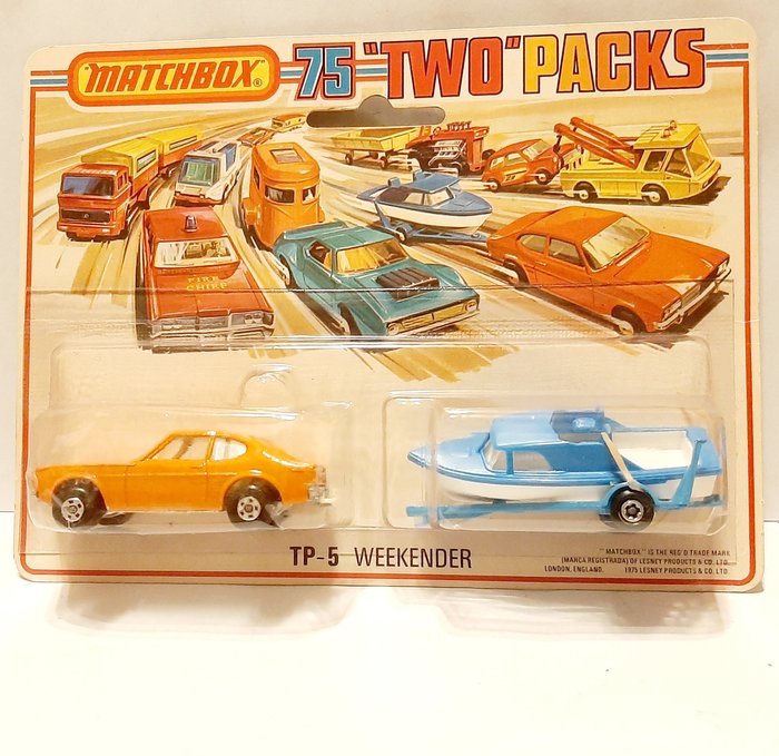 Preview of the first image of Matchbox - 1:64 - Ford Capri n. 54, Boat and Trailer n. 9 - 'Two packs' TP-5 (The Weekender).