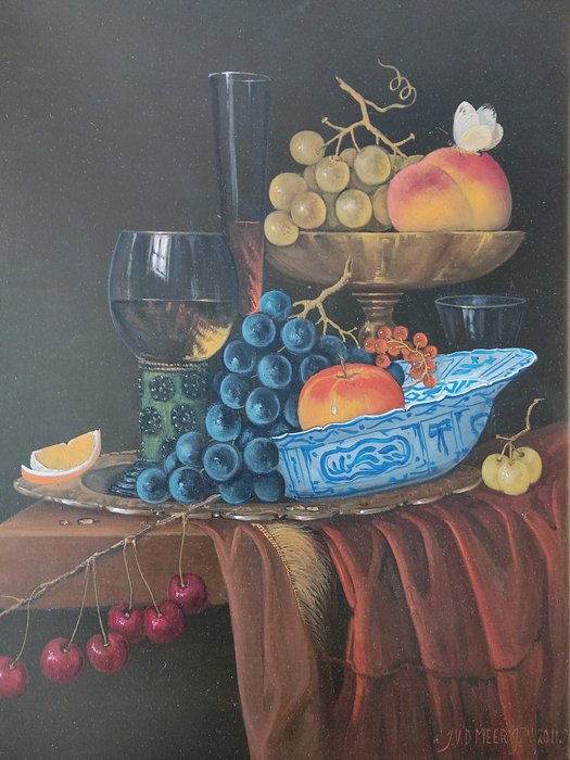 Image 3 of Jan van der Meer (1942) - Stilleven met fruit