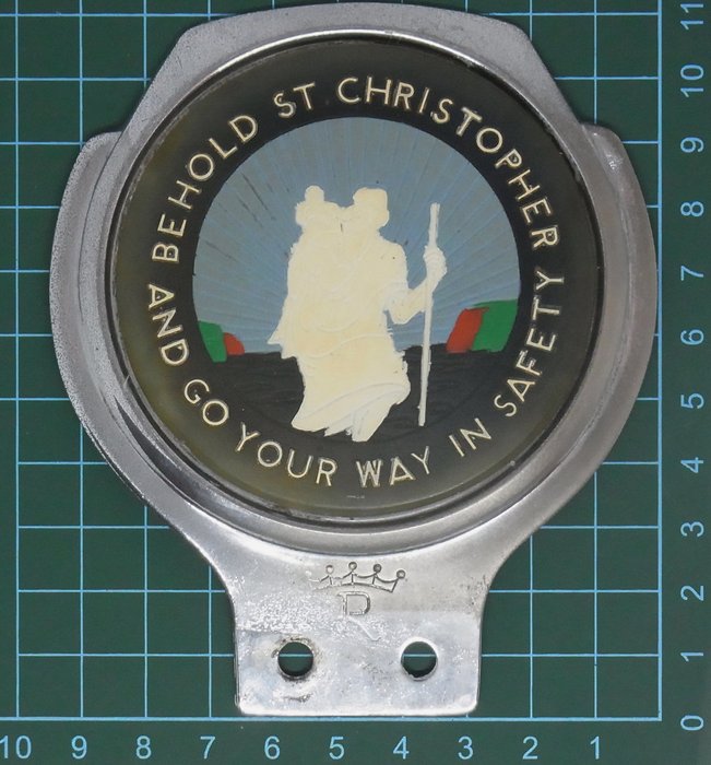 Preview of the first image of Emblem/mascot/badge - Car Grill/Bar Badge Auto Emblem - St. Christopher by Renamel - 1950-1960.