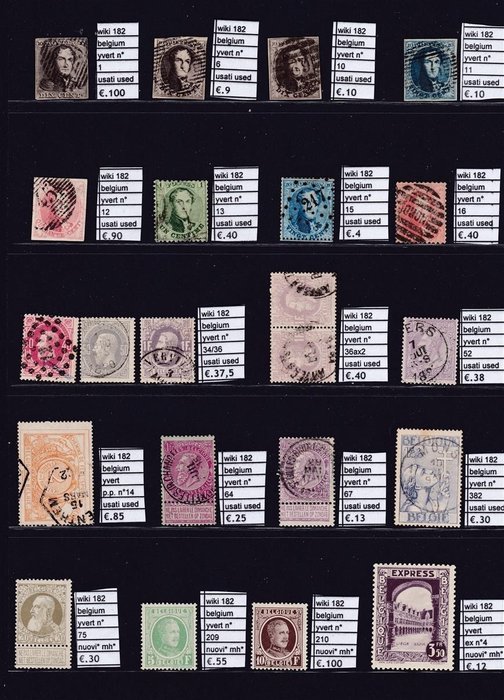 Preview of the first image of Belgium 1849 - Small collection of Belgium, with no. 1, postmarked + MH* - yvert.