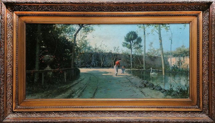 Image 2 of Michele Catti (1855 - 1914) - Passeggiata nei giardini