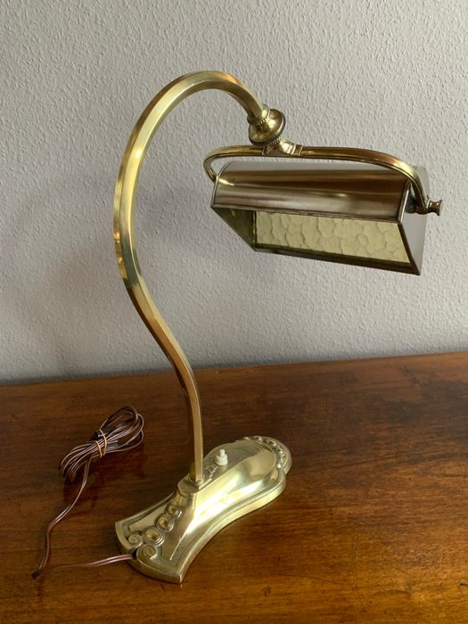 Preview of the first image of desk lamp around 1920 - bronze / brass / glass.