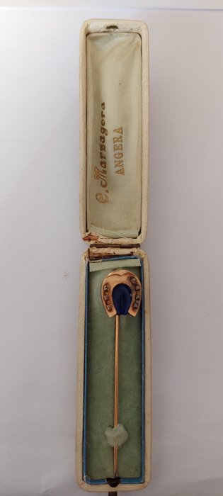 Image 2 of 18k Lapis and Diamond Tie Pin