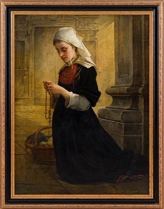 Image 3 of Adelaide Salles-Wagner (1824-1890) - Breton Girl Praying (Ragazza bretone che prega)