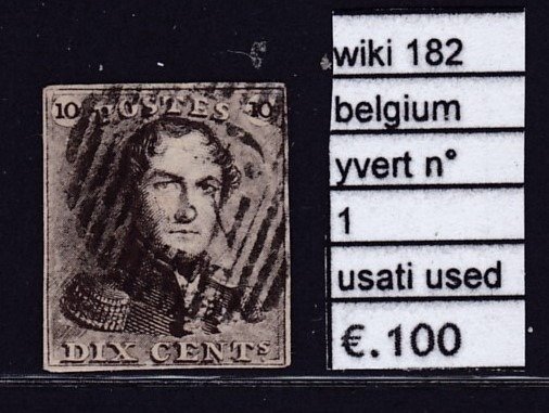 Image 3 of Belgium 1849 - Small collection of Belgium, with no. 1, postmarked + MH* - yvert