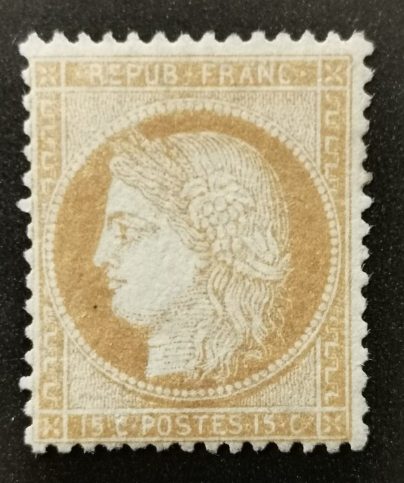 Preview of the first image of France 1871 - Classic stamp of France N°59 Ceres issue 15 c. Bistre. Quote: €725. - Yvert et tellie.