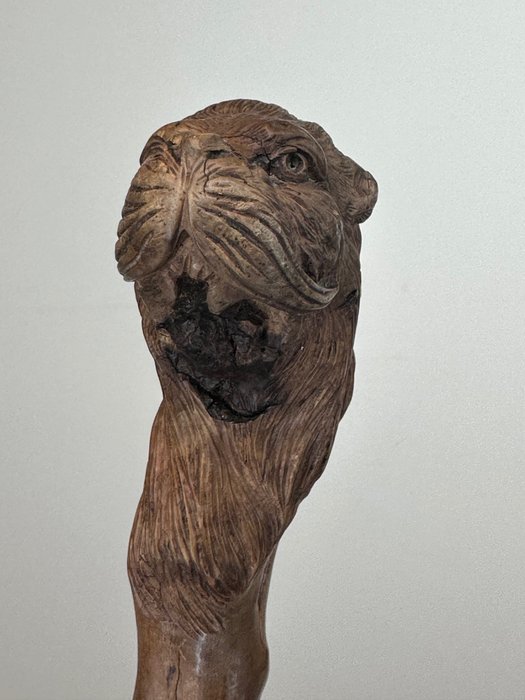 Image 3 of Walking stick, Otter - Folk Art - Burrwood - Late 19th century