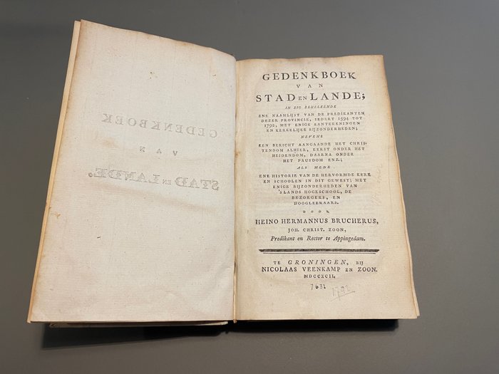 Preview of the first image of Heino Hermannus Brucherus - Gedenkboek van Stad en Lande - 1792.