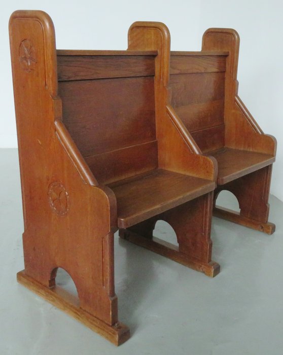 Preview of the first image of Church pew - Art Deco - Oak - Approx. 1930.