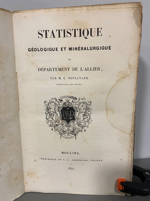 Preview of the first image of M.C. Boulanger - Statistique géologique et minéralogique du département de l'Allier - 1844.