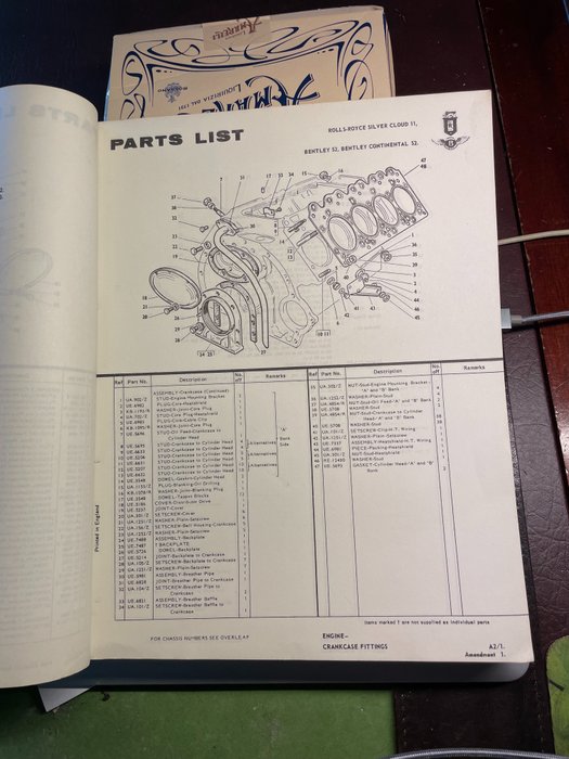 Image 2 of Documentation - Rolls Royce Silver Cloud II Bentley S2 Bentley Continental S2 Parts List Volume 1 -