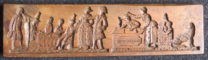 Preview of the first image of Antique Speculaas board: Consequence of drinking - Wood - 19th century.