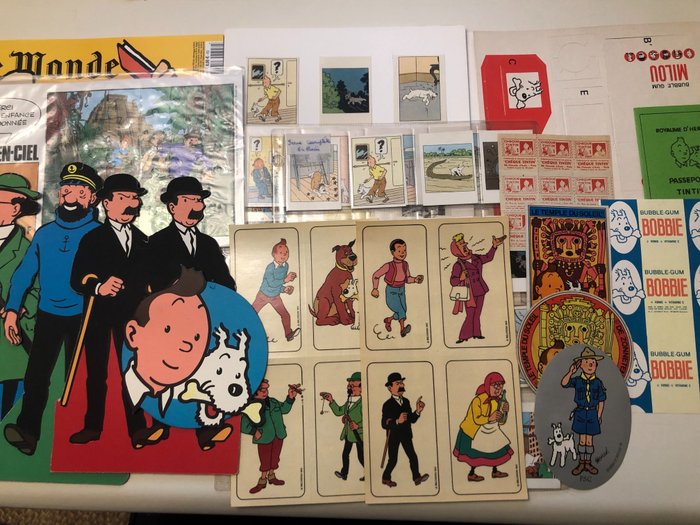 Preview of the first image of Tintin - Ensemble PLV, autocollants, chromos - (1964/2009).