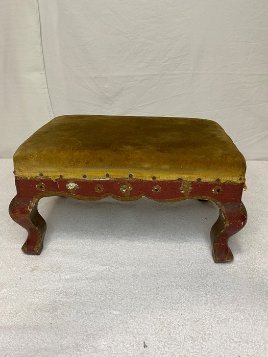Preview of the first image of Footrest Footrest - Velvet, Wood, Canvas - Second half 19th century.