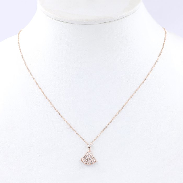 Image 3 of 18 kt. Pink gold - Necklace with pendant - 0.25 ct Diamond