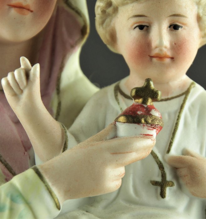Image 2 of Mary with Child - 39 cm - Porcelain - Late 19th century