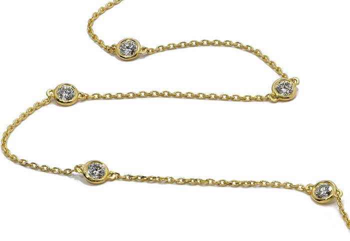 14 kt Gelbgold - Halskette - 1.00 ct Diamant - Diamanten