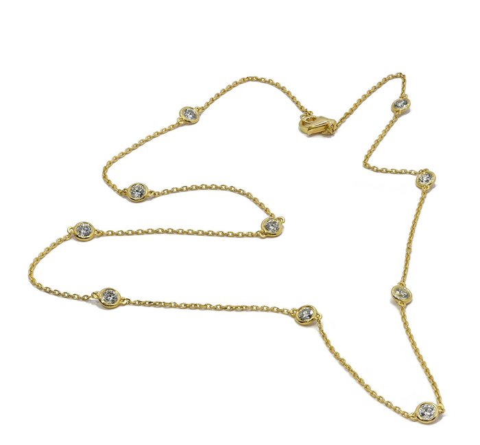 Preview of the first image of 14 kt. Yellow gold - Necklace - 0.70 ct Diamond - Diamonds, GRA certificate.