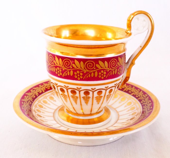 Image 3 of Red and gold Paris porcelain cup - Empire - Porcelain