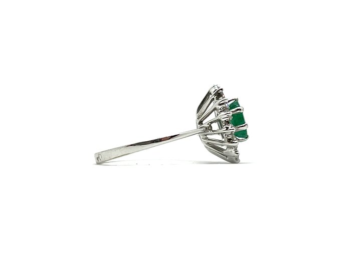Image 3 of NO RESERVE - 18 kt. Platinum, White gold - Ring - 0.50 ct Emerald - Diamonds