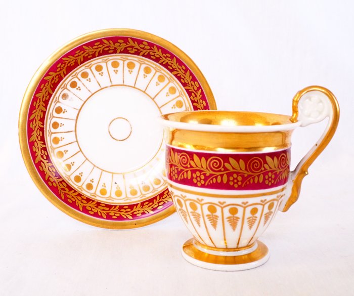 Image 2 of Red and gold Paris porcelain cup - Empire - Porcelain