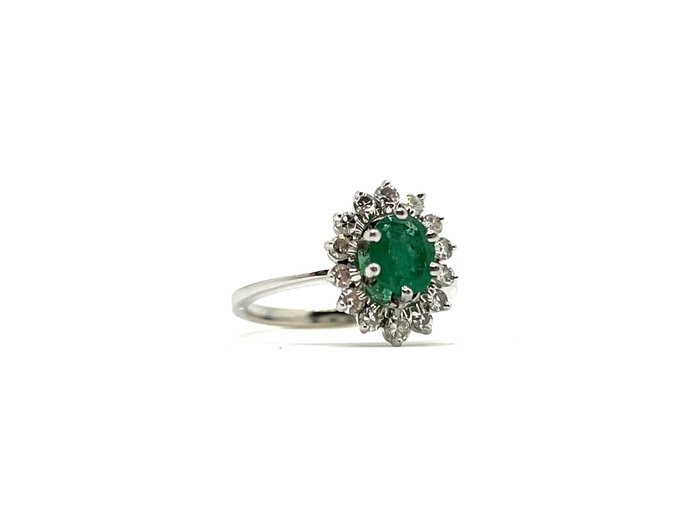 Image 2 of NO RESERVE - 18 kt. Platinum, White gold - Ring - 0.50 ct Emerald - Diamonds