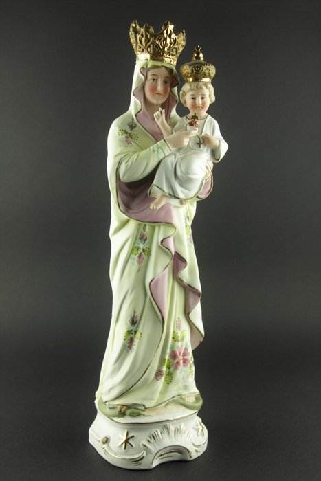 Image 3 of Mary with Child - 39 cm - Porcelain - Late 19th century
