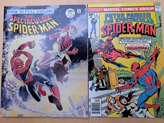 Preview of the first image of #1 and the color magazine from the 60's! - Spectacular Spider-Man - Stapled - First edition - (1968.