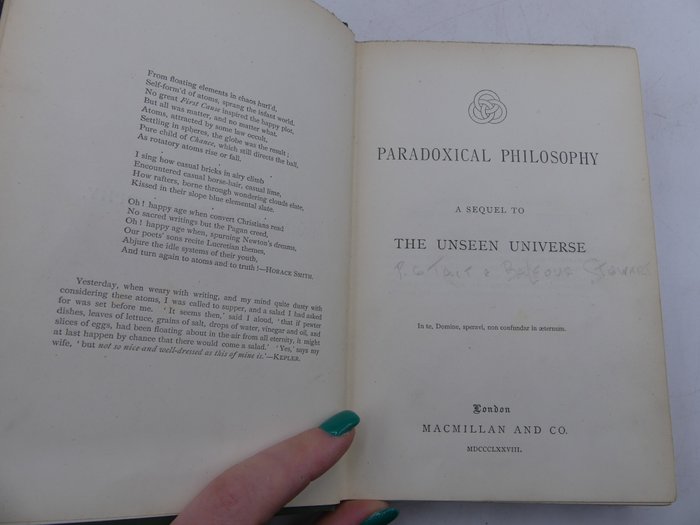 Image 3 of Paradoxical Philosophy a sequel to the unseen universe - 1878