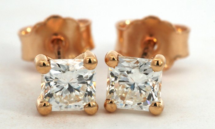 Preview of the first image of 18 kt. Yellow gold - Earrings - 0.96 ct Diamond - Diamonds.