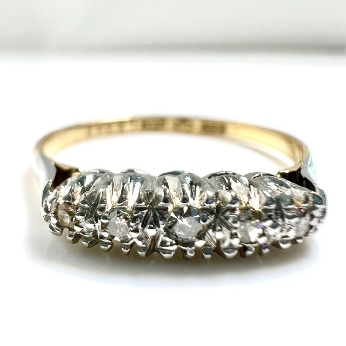 Image 2 of Handcrafted with Signé - 18 kt. Platinum, Yellow gold - Ring - 0.08 ct Diamond