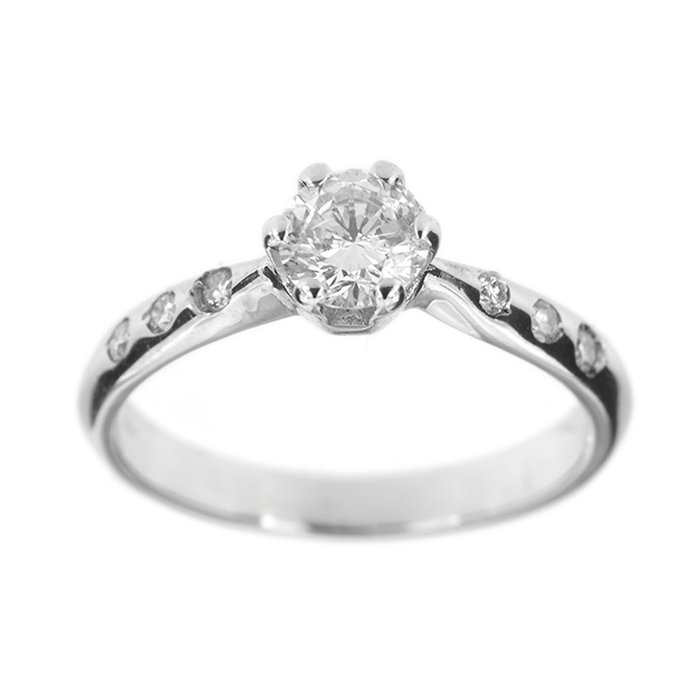 Preview of the first image of 18 kt. White gold - Ring - 0.50 ct Diamond - Diamonds.