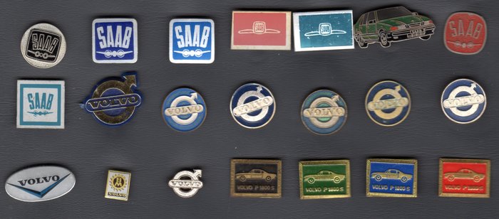 Preview of the first image of Accessory - 21 Speldjes - Saab, Volvo - 1960-1970.