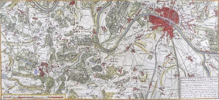 Image 2 of France, Paris, Versailles; Isaak Tirion - Nieuwe kaart van Parys en Versailles met de nabygelegen L