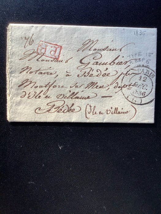 Image 3 of France 1836 - 2 letters PARIS postmarks and P.P. , VVF