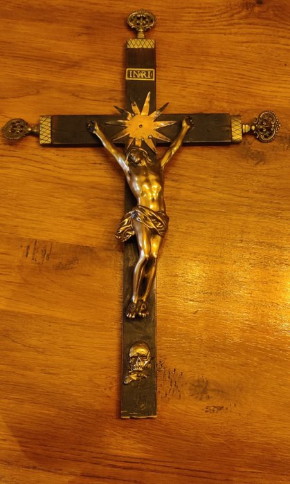 Preview of the first image of Crucifix (1) - Wood, brass, copper - Late 19th century.