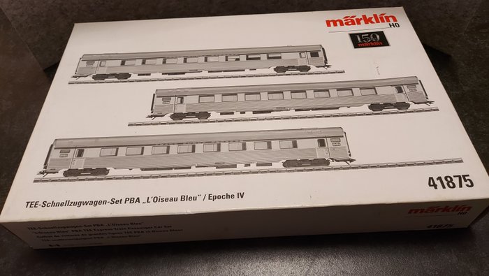 Preview of the first image of Märklin H0 - 41875 - Passenger carriage set - 3 stainless steel carriages - SNCF.