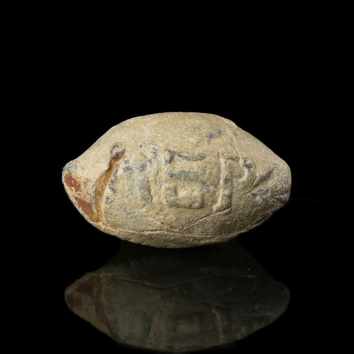Romain antique Plomb Balle de fronde gréco-romaine avec texte, très rare -  Catawiki